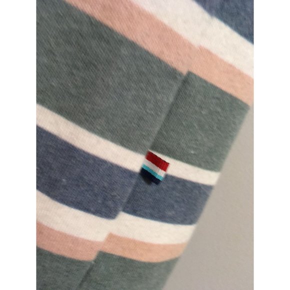 Sol Angeles Anthropologie Large Strip Multicolor Fleece Short Sleeve Sweatshirt - Picture 2 of 5